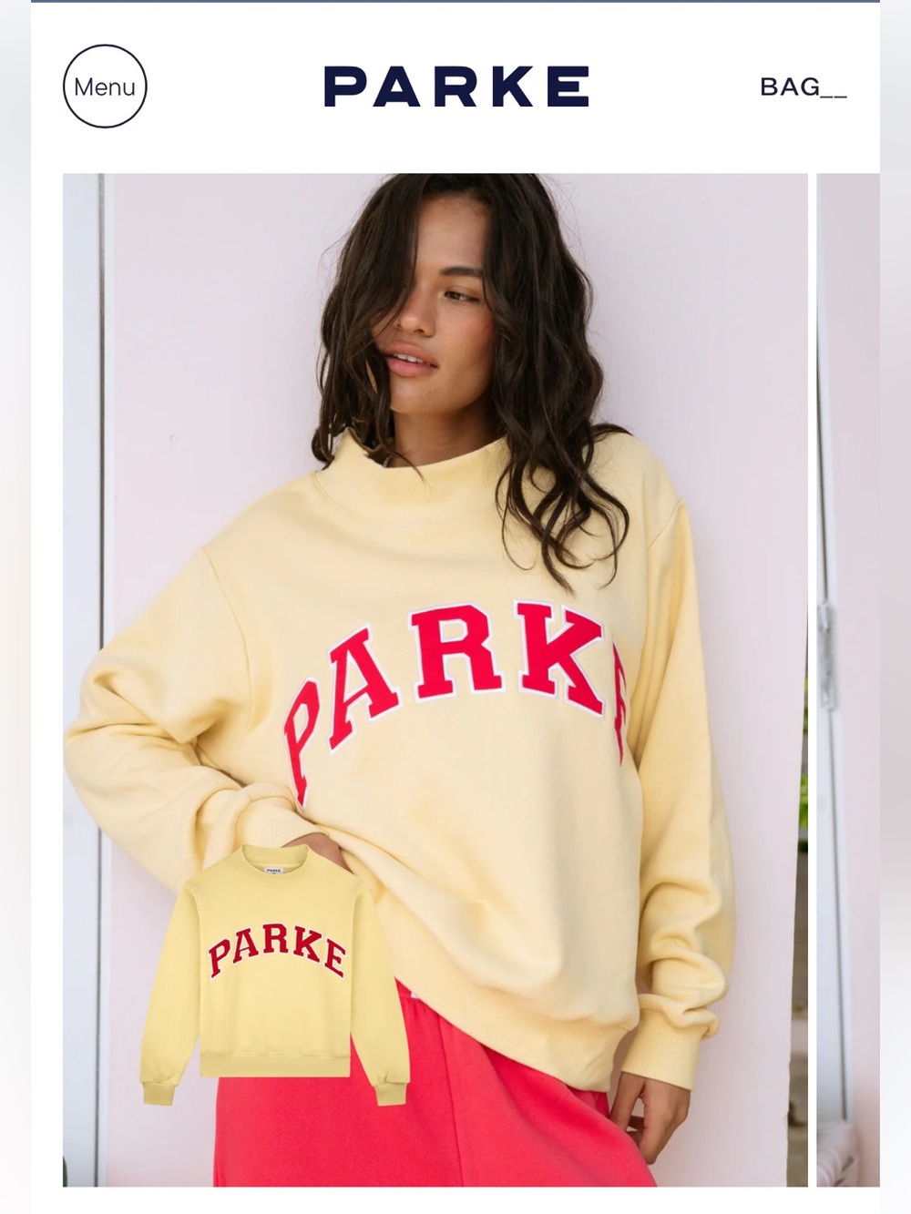 PARKER Oversized Cream Sweatshirt with Pink Arch Logo